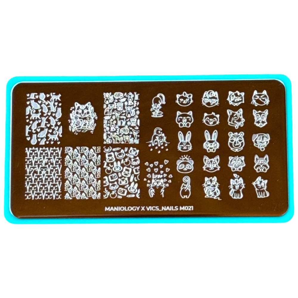 Maniology X Vics_Nails M021 Nail Stamping Plate Cute Cats Animals Kawaii Art